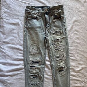 American Eagle Outfitters Light Blue Distressed Skinny Jeans